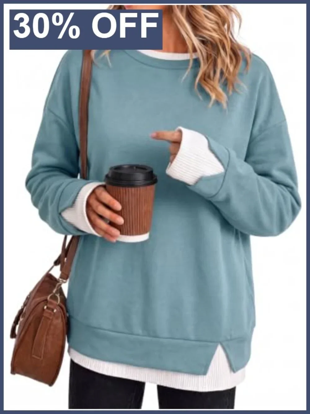 Fisoew Women Crewneck Sweatshirt Long Sleeve Oversized Pullover Top